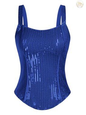 Sequin Bustier Corset Tank Top Sparkle Slim Camisole Party
